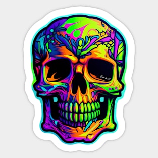 Colorful melting Skull head design #4 Sticker